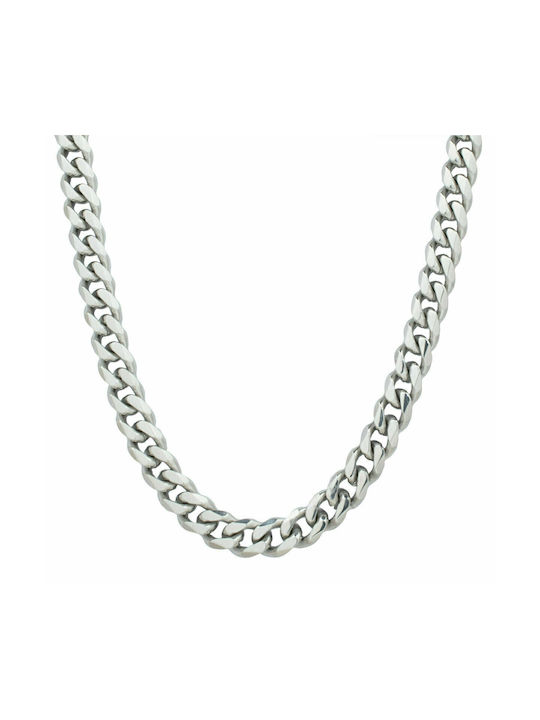 Micro Cuban Chain Silver ατσάλινη αλυσίδα 7ΜΜ 45 cm