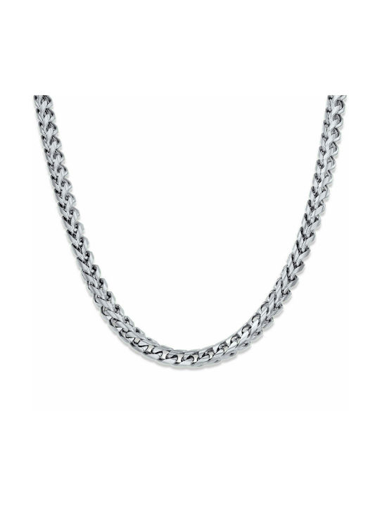 Alpha Chain Silver 6MM Αλυσίδα λαιμού από ανοξείδωτο ατσάλι 316L 45 cm