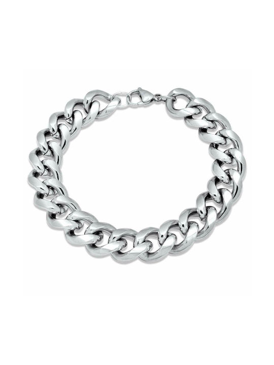 Clean Cubana Silver Bracelet 13MM Βραχιόλι από ανοξείδωτο ατσάλι 316L 22-23 cm