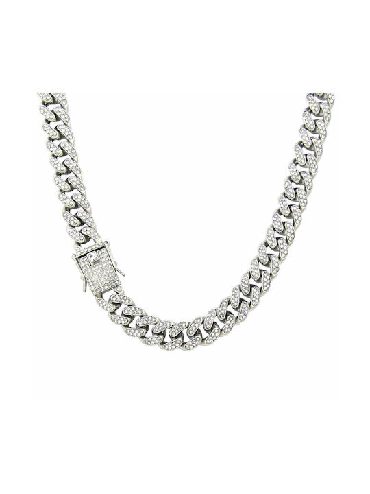 Miami Cuban Chain Silber 13mm Silber aus Legierung 50 cm