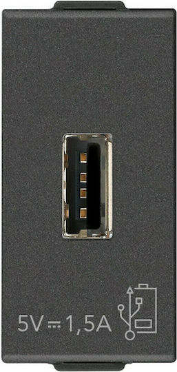 Vimar Gemauert Stromsteckdose mit 1 USB-Anschluss Schwarz 1Stück