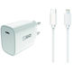 2GO Φορτιστής με Θύρα USB-C και Καλώδιο USB-C - Lightning 20W Λευκός (797277)