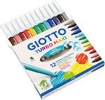 Giotto Turbo Maxi Washable Drawing Markers Thick Set 12 Colors 000454000