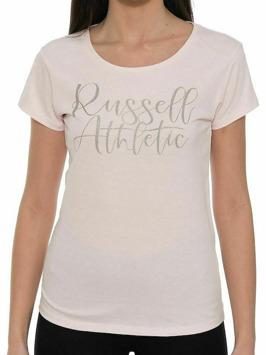 Russell Athletic Γυναικείο T-shirt Ροζ με Στάμπα