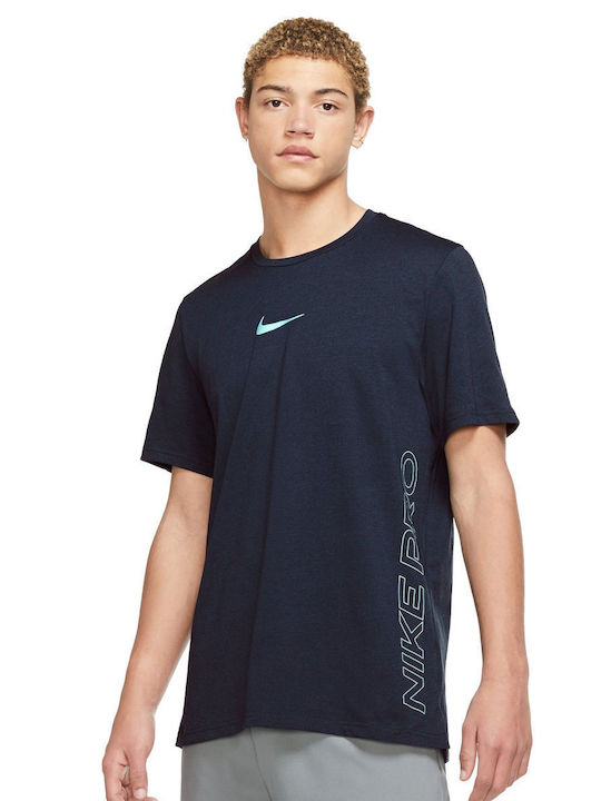 Nike Pro Training Burnout 2.0 Bărbați T-shirt Sportiv cu Mânecă Scurtă Dri-Fit Albastru marin