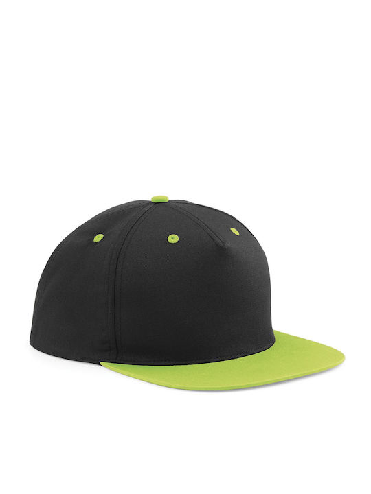 Beechfield Snapback Cap Black / Lime Green