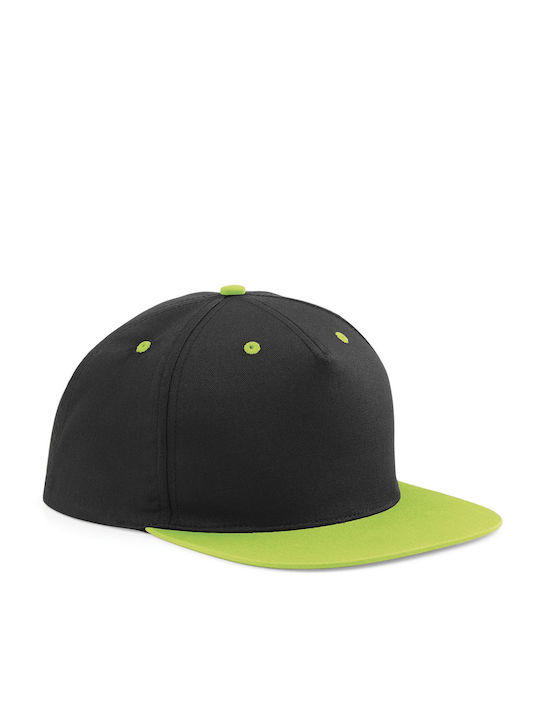 Beechfield Jockey με Ίσιο Γείσο Black / Lime Green