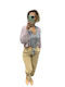 Hw Damen Hoch tailliert Capri Chino Hose in Geradem Schnitt Beige