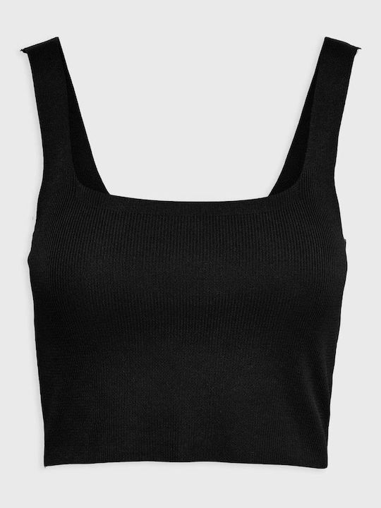 Only pentru Femei de Vară Crop Top fără Mâneci Monocrom Negru