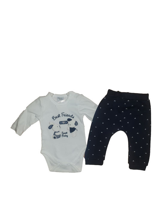 Sweet Baby Baby Bodysuit Set Long-Sleeved with Pants White 2pcs
