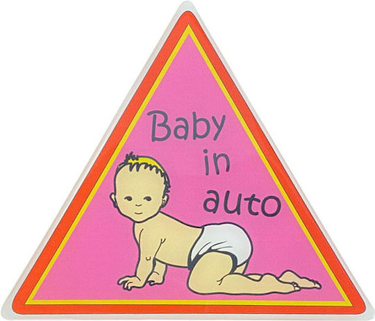 Auto Gs Baby on Board Sign with Sticker Pink