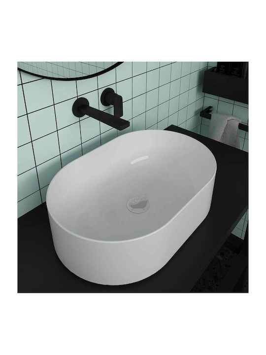 Olympia Open Oval 01 Επικαθήμενος Νιπτήρας Πορσελάνης 60x40x17cm Λευκός
