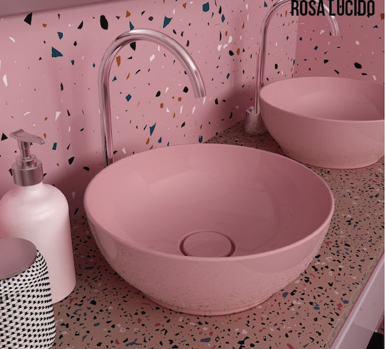 Olympia Trend Round 02 Aufgesetztes Waschbecken Porzellan 38x38x14.4cm Rosa
