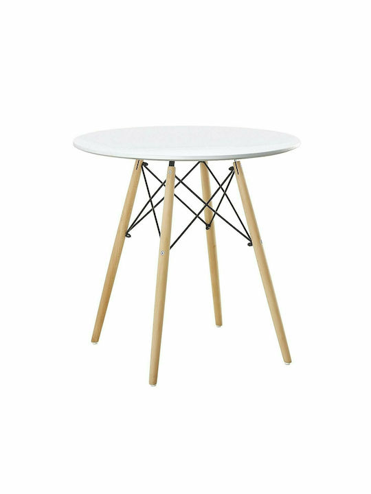 Raptor Round Table Kitchen Wooden Natural - White 70x70x74cm