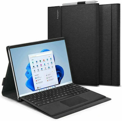 Spigen Folio Flip Cover Δερματίνης Μαύρο (Microsoft Surface Pro 8)