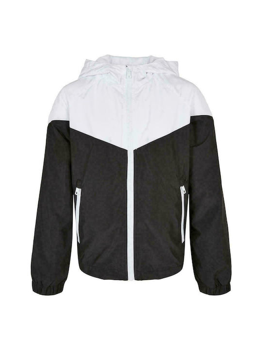 Kids' Sports Jacket Short Windproof with Hood Black