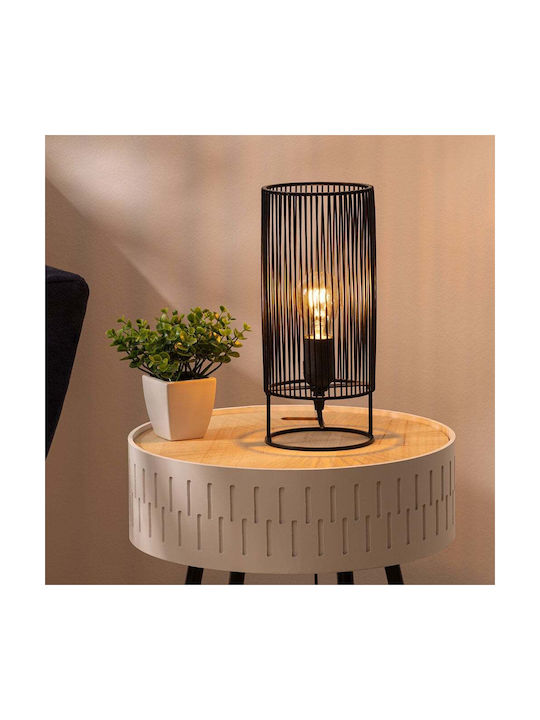 Atmosphera Nora Black Μεταλλικό Πορτατίφ για Ντουί E27 LED με Μαύρο Καπέλο και Βάση