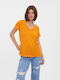 Vero Moda Damen T-Shirt mit V-Ausschnitt Orange