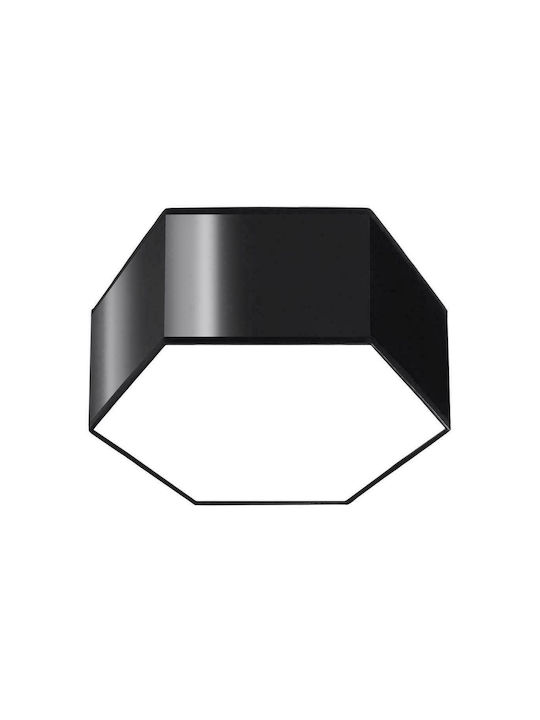 Sollux Sunde Κλασική Πλαστική Πλαφονιέρα Οροφής με Ντουί E27 σε Μαύρο χρώμα 30.5cm