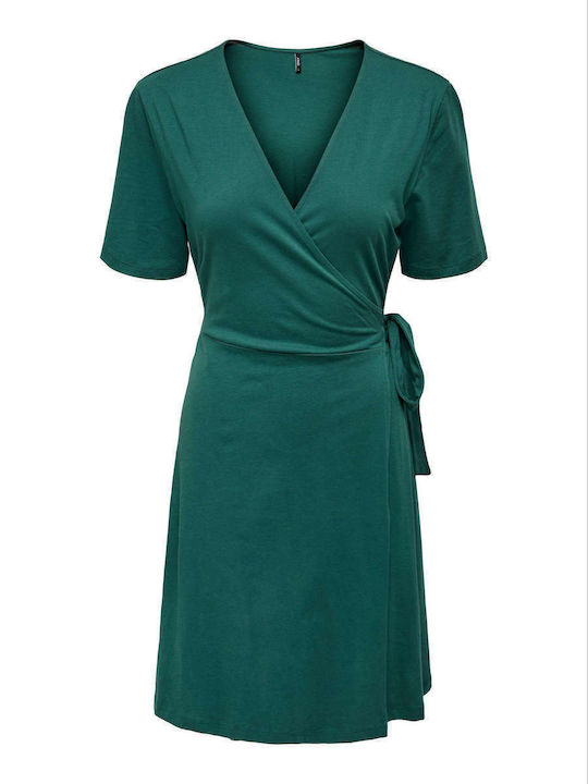 Only Mini All Day Φόρεμα Βαμβακερό Κρουαζέ Πράσινο
