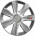 AMiO Car Hubcap Set Versaco Gtx Carbon 14" 4pcs Silver /Silver