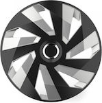 AMiO Set Capace Roți Auto Hubcap Vector Rc 4buc 14" Argint/Negru