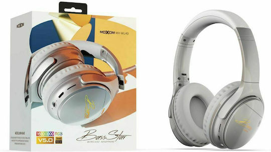 Moxom MX-WL40 Bluetooth Wireless Over Ear Headphones with Radio with 5 hours of Operation White