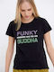 Funky Buddha Γυναικείο Αθλητικό T-shirt Μαύρο