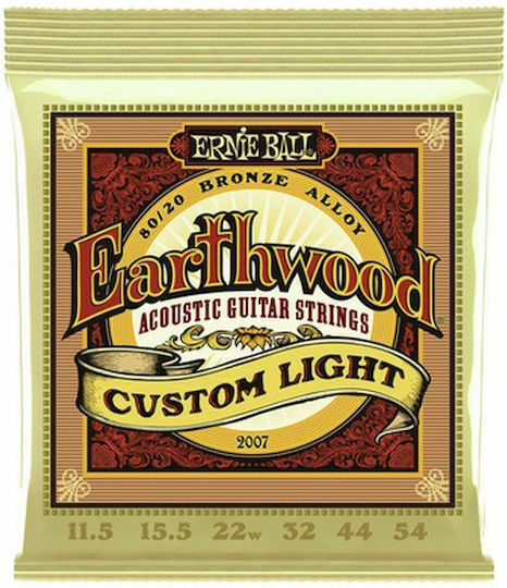 Ernie Ball 2007 Earthwood Set of Acoustic Guitar Strings 80/20 Bronze 11.5 - 54