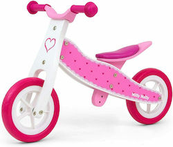Milly Mally Παιδικό Ποδήλατο Ισορροπίας Look Hearts Ξύλινο Φούξια