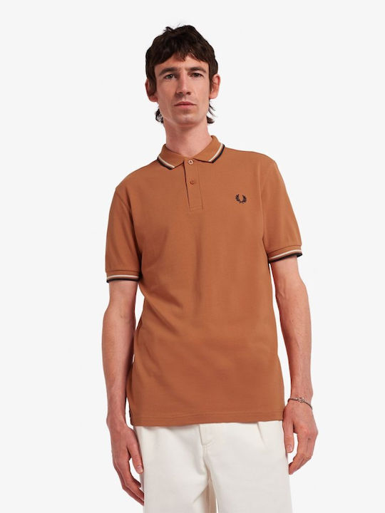Fred Perry Polo Αθλητική Μπλούζα Κοντομάνικη Καφέ