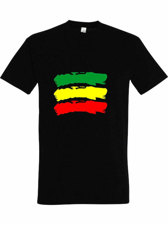 T-shirt Unisex " Reggeae Flagge, Reggae Musik ", Schwarz