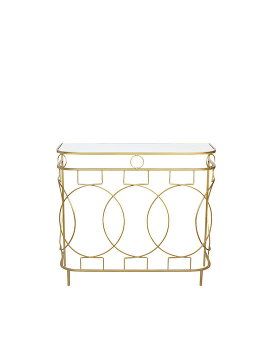 Console Table Metal with Glass Surface Gold L96xW34xH85cm