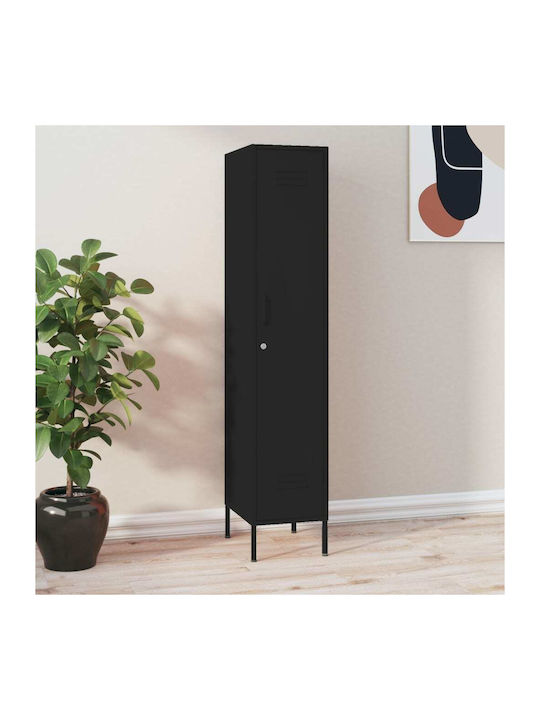 Kleiderschrank Büro mit Schloss Black 35x46x180cm