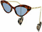 Gucci Γυναικεία Γυαλιά Ηλίου με Καφέ Σκελετό και Γαλάζιο Φακό GG0978S 003