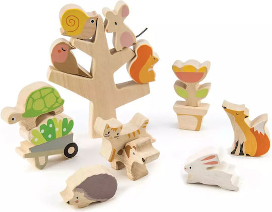 Tender Leaf Toys Jucărie de Stivuire Grădină cu Animale Stivuibile din Lemn pentru 18++ Luni