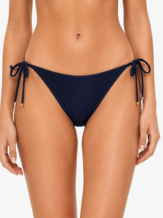 Bikini Slip mit Schnürchen Marineblau
