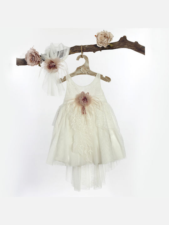 Lollipop Celebrations White Taufset Kleidung mit Haar-Accessoires & Kleid aus Tüll 2Stück