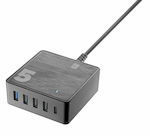 Cellular Line Βάση Φόρτισης με 4 Θύρες USB-A και Θύρα USB-C 60W Power Delivery / Quick Charge 3.0 σε Μπλε χρώμα (Desk Multipower 5)