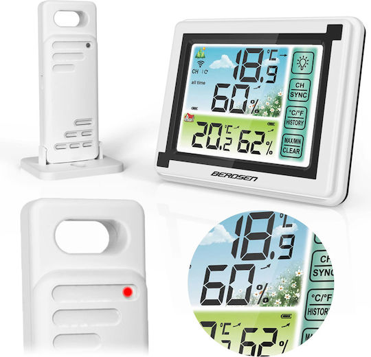 Berdsen BD-900 Wireless Stație meteorologică Digital De masă / Montat pe perete Alb