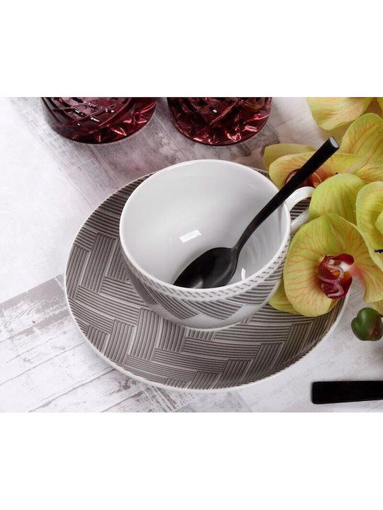 Cryspo Trio Plaza Σετ Φλιτζάνια Καφέ από Πορσελάνη Γκρι 100ml 6τμχ