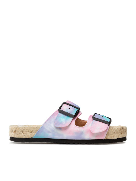 Nordic Δερμάτινα Γυναικεία Σανδάλια Indigo Tie/Dye Cotton