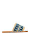 Leather Women's Flat Sandals in Blue Color