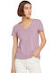 Tom Tailor Women's T-shirt with V Neckline Soft Mauve