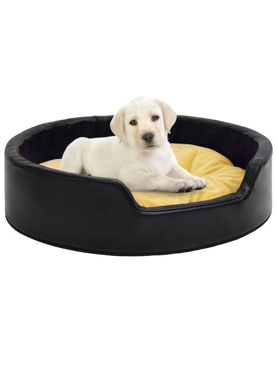 vidaXL Βελουτέ/Συνθετικό Δέρμα Καναπές Κρεβάτι Σκύλου Μαύρο/Κίτρινο 99x89cm