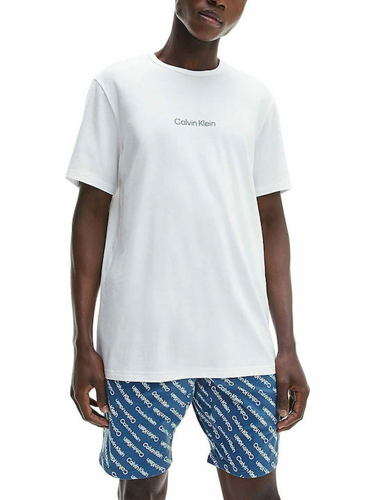 Calvin Klein Καλοκαιρινή Ανδρική Πιτζάμα Βαμβακερή Λευκή