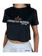 Bluze Damă Crop Top Bumbac Mâneci Scurte Negru