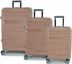 Playbags PP332 Travel Suitcases Hard Pink Maximum Height 75cm with 4 Wheels Set of 3pcs pp332-set3