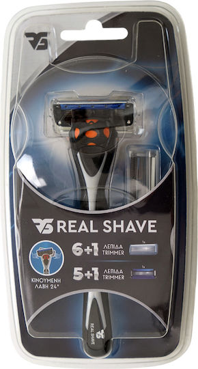 Realshave Ανδρική Λαβή Και Ανταλλακτικά Ξυραφάκια Ξυραφάκι με Ανταλλακτική Κεφαλή 6 Λεπίδων & Λιπαντική Ταινία