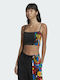 Bluze Damă Crop Top Bumbac Cu Bretele Negru